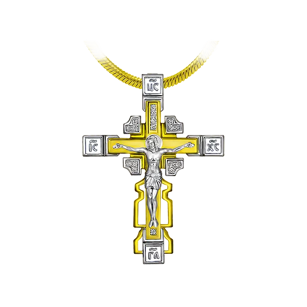 Подвес крест с бриллиантами, желтое золото, н.керамика