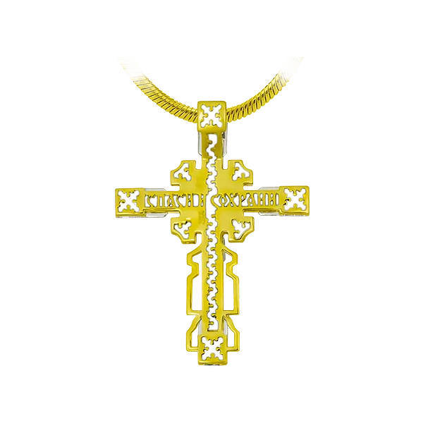 Подвес крест с бриллиантами, желтое золото, н.керамика