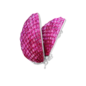 Брошь с рубинами и бриллиантами, белое золото