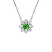 Колье с демантоидом и бриллиантами, белое золото