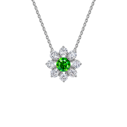 Колье с демантоидом и бриллиантами, белое золото 1