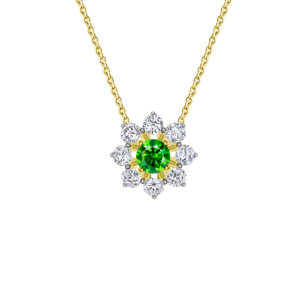 Колье с демантоидом и бриллиантами, желтое золото 1