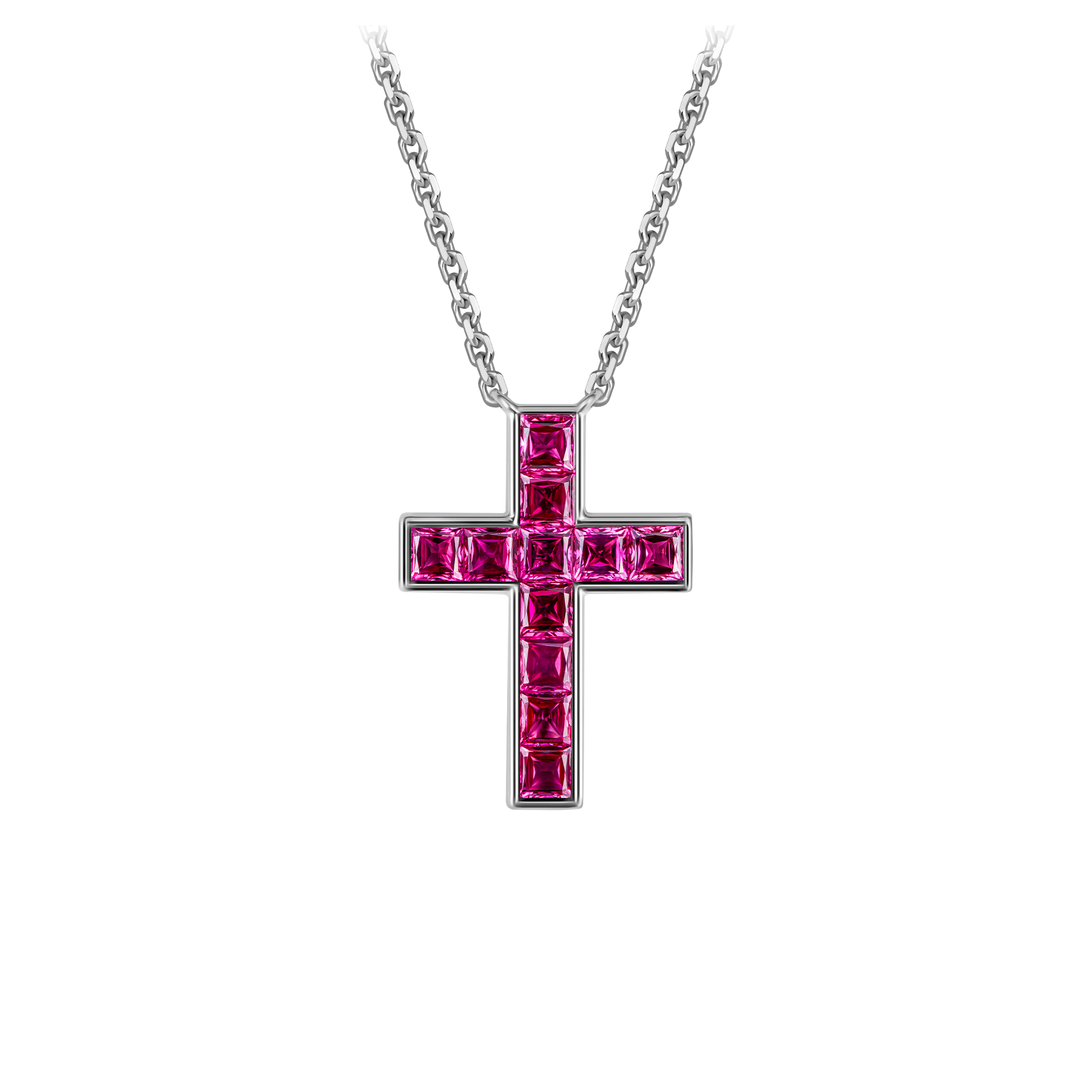 Подвес с рубинами, белое золото