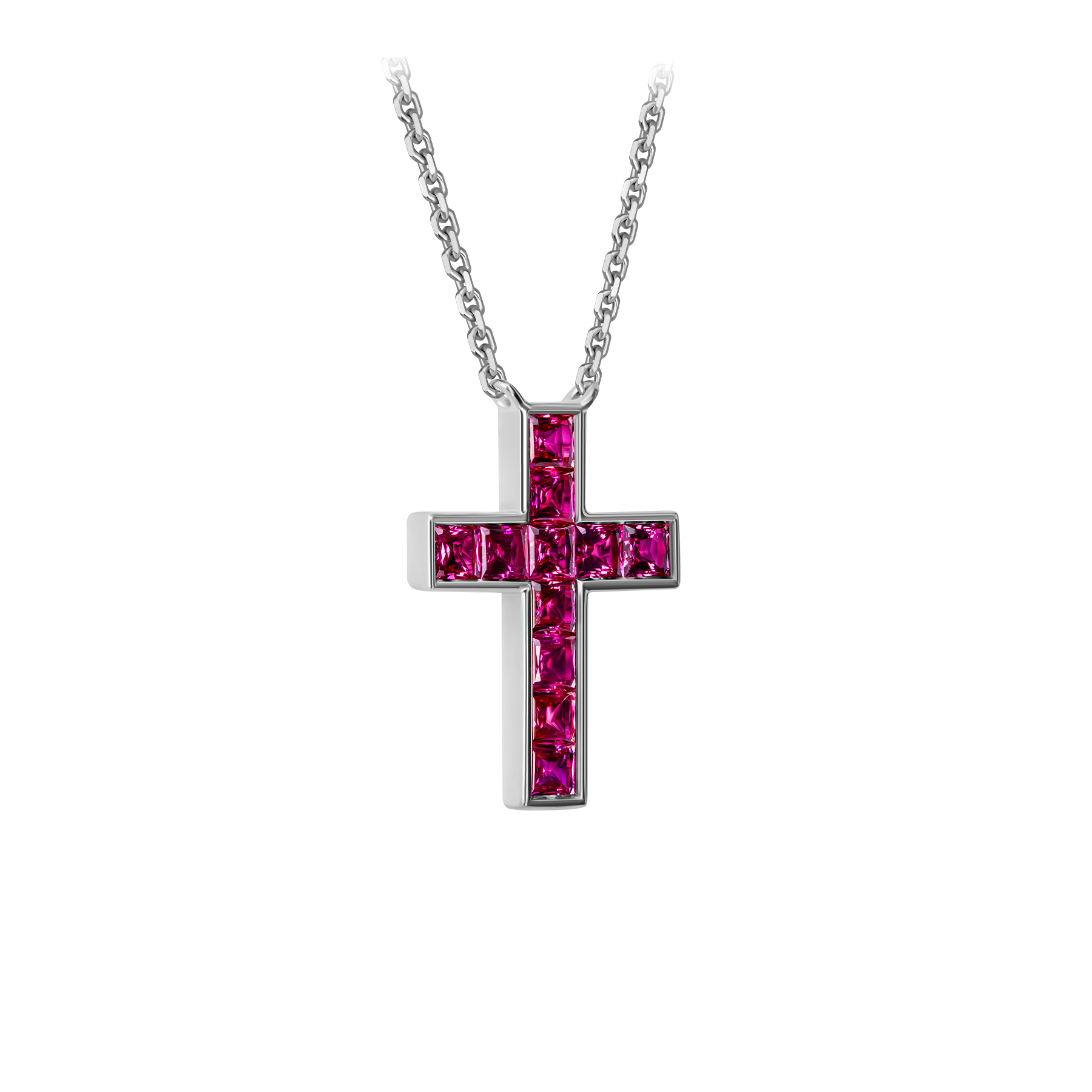 Подвес с рубинами, белое золото