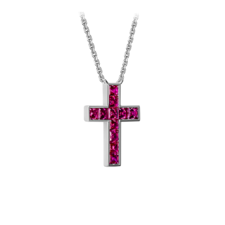 Подвес с рубинами, белое золото 2