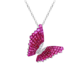 Подвес с рубинами, розовыми сапфирами и бриллиантами, белое золото