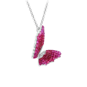 Подвес с рубинами, розовыми сапфирами и бриллиантами, белое золото