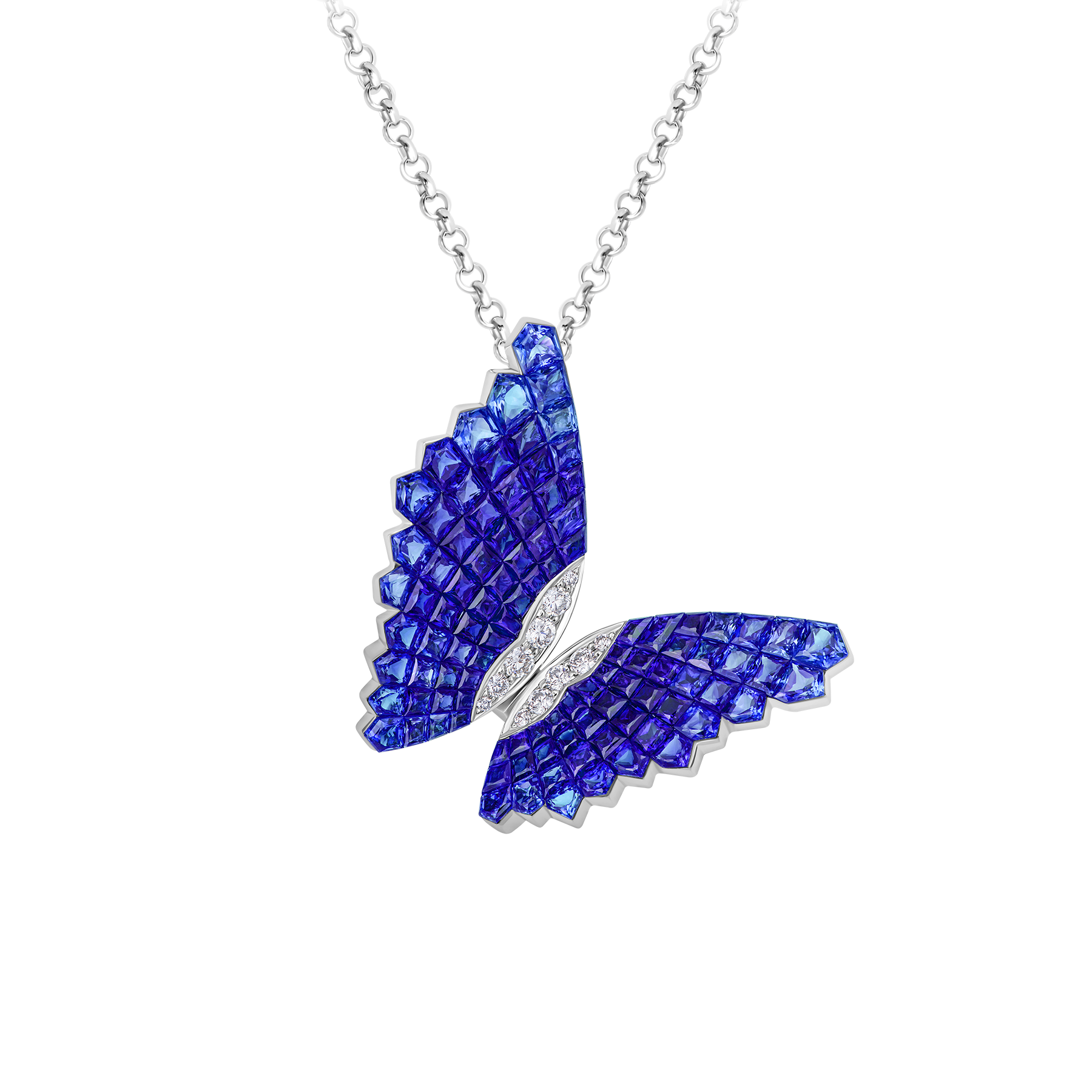 Подвес с сапфирами и бриллиантами, белое золото