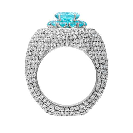 Кольцо с турмалином параибой и бриллиантами, белое золото 3