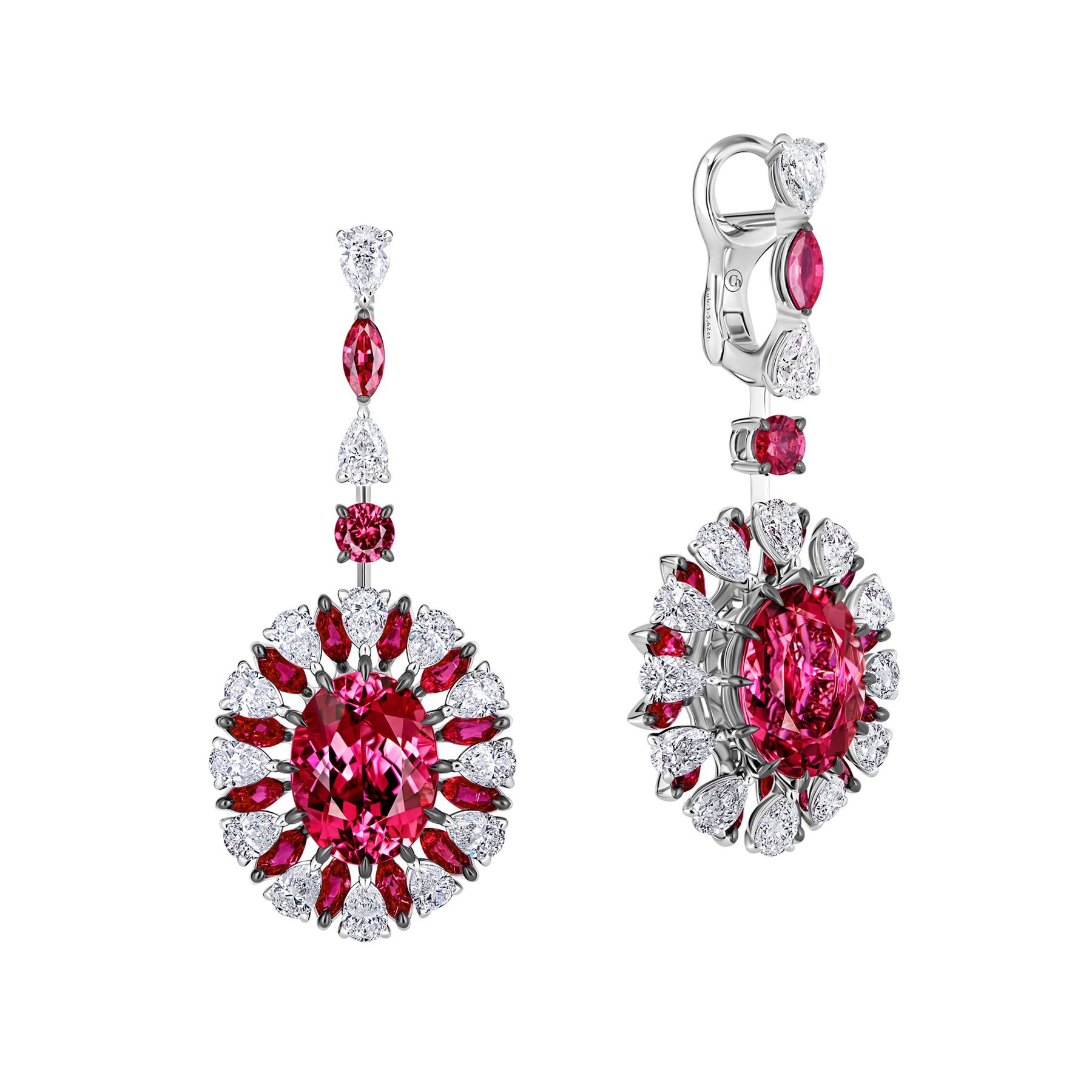 Серьги Rosetta с рубеллитом и бриллиантами, белое золото