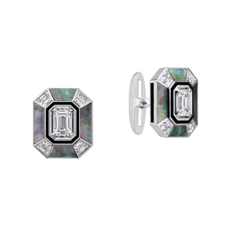 Запонки с бриллиантами и перламутром, белое золото 1