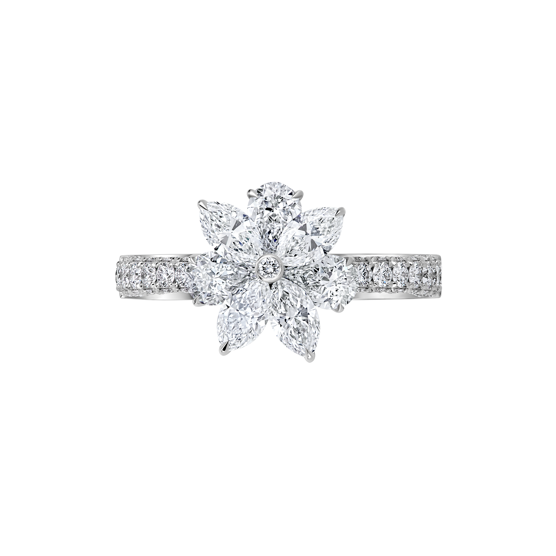 Кольцо с бриллиантами, белое золото