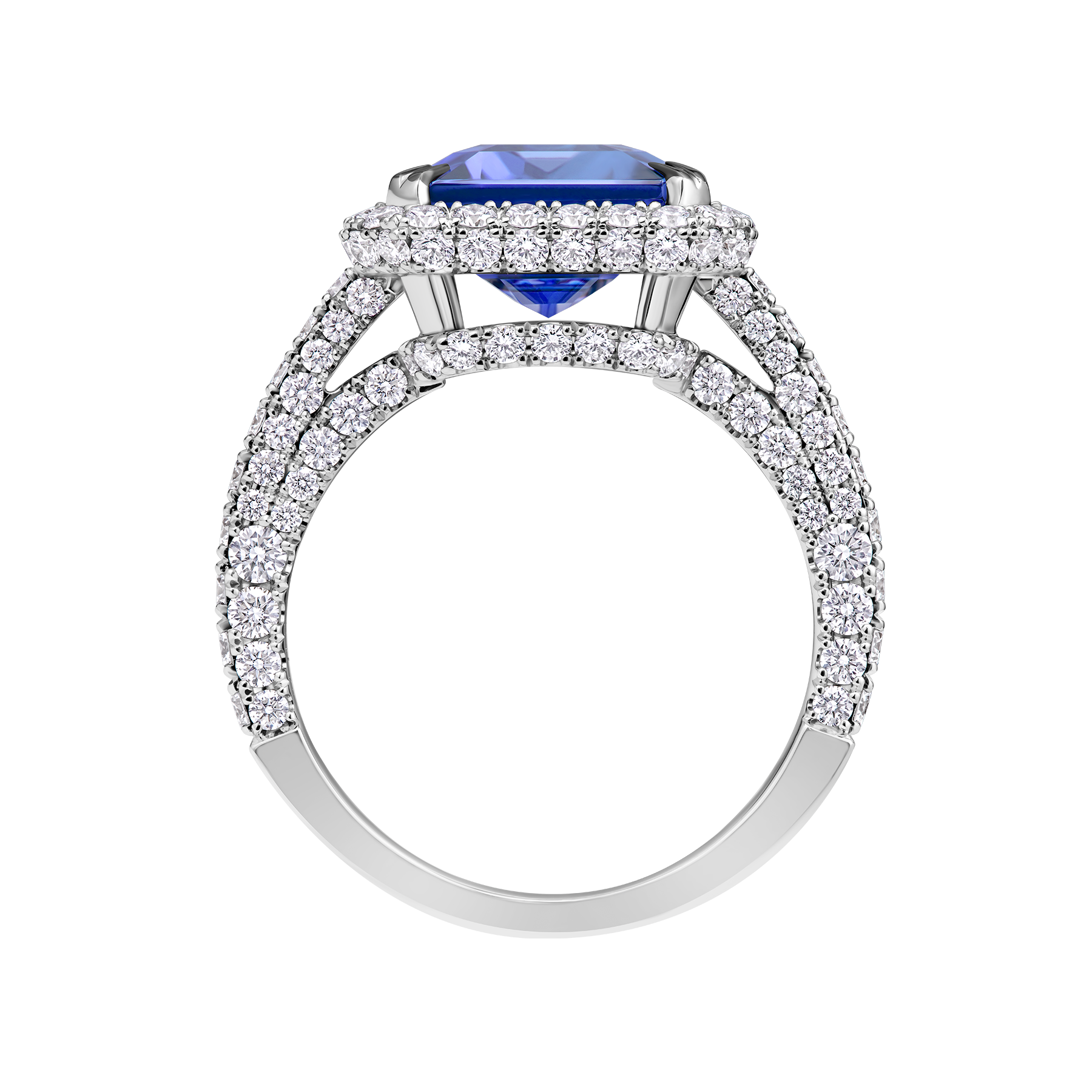 Кольцо с танзанитом и бриллиантами, белое золото