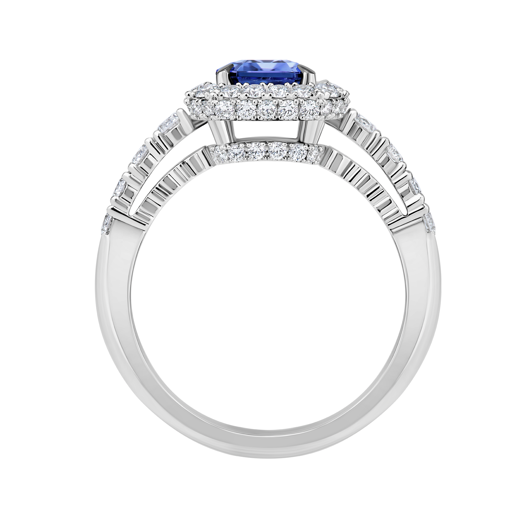 Кольцо с танзанитом и бриллиантами, белое золото