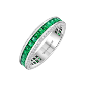 Кольцо с тсаворитами и бриллиантами, белое золото