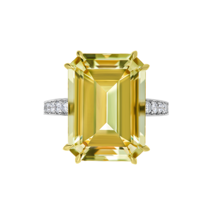 Кольцо с гелиодором и бриллиантами, белое золото 2