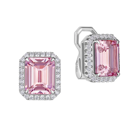 Серьги с морганитами и бриллиантами, белое золото 1