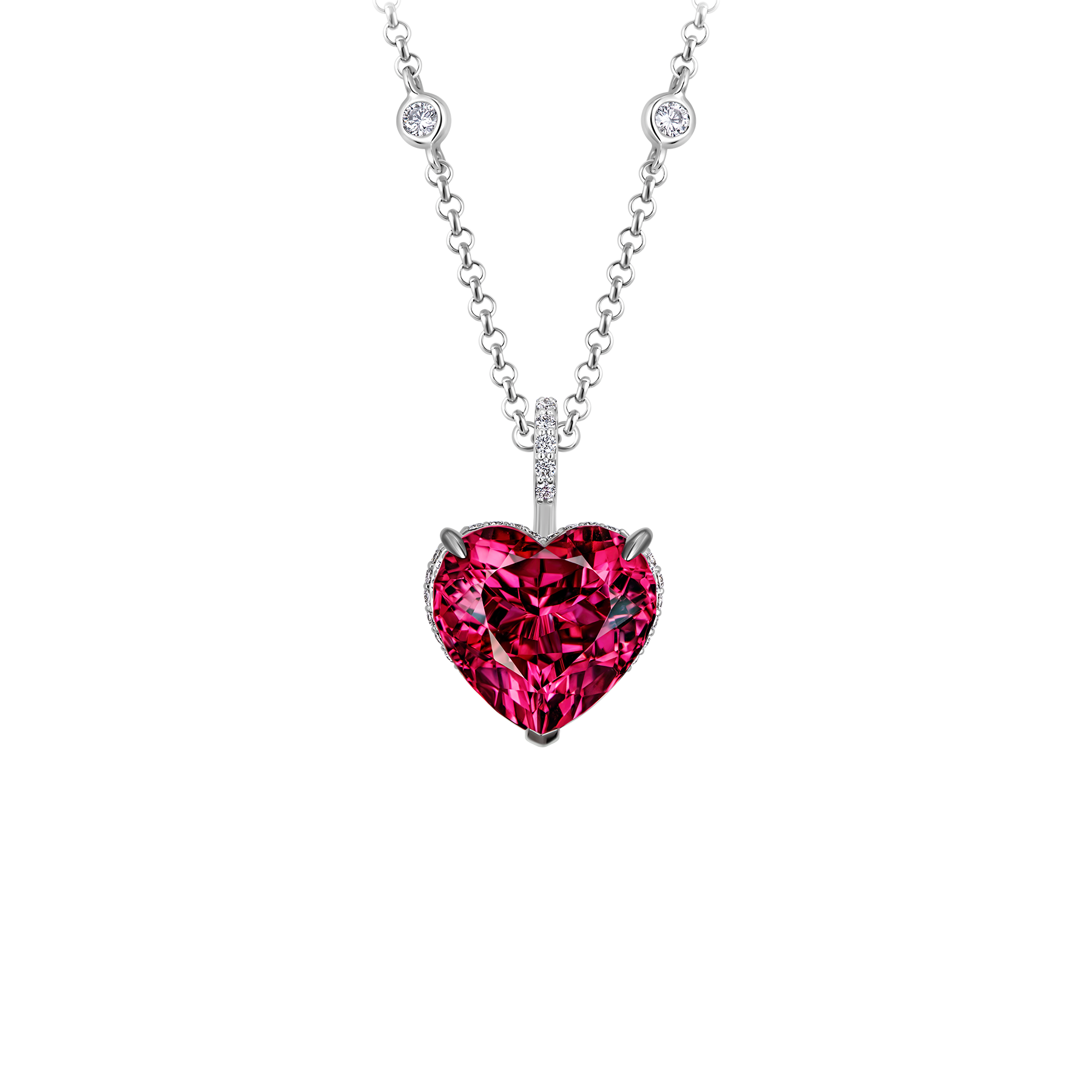 Подвес с турмалином рубеллитом и бриллиантами, белое золото