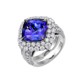 Кольцо с танзанитом и бриллиантами, белое золото