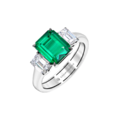 Кольцо с изумрудом и бриллиантами, белое золото