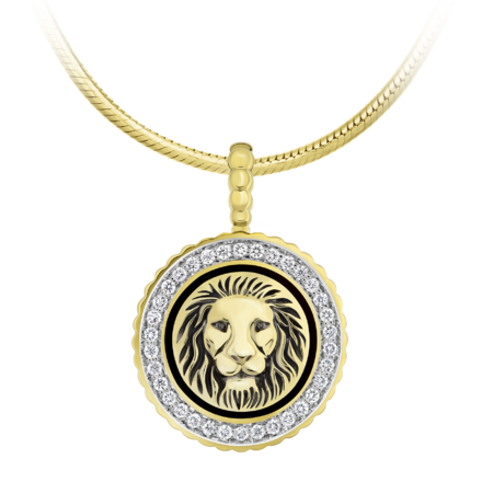 Подвес с бриллиантами, желтое золото, н.керамика 1