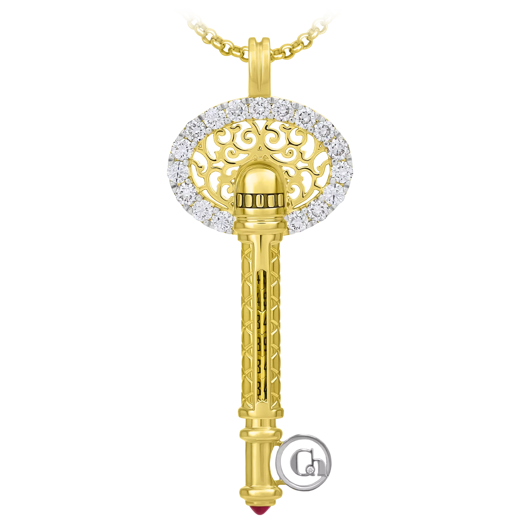 Подвес с рубином и бриллиантами, жёлтое и белое золото