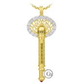 Подвес с рубином и бриллиантами, жёлтое и белое золото