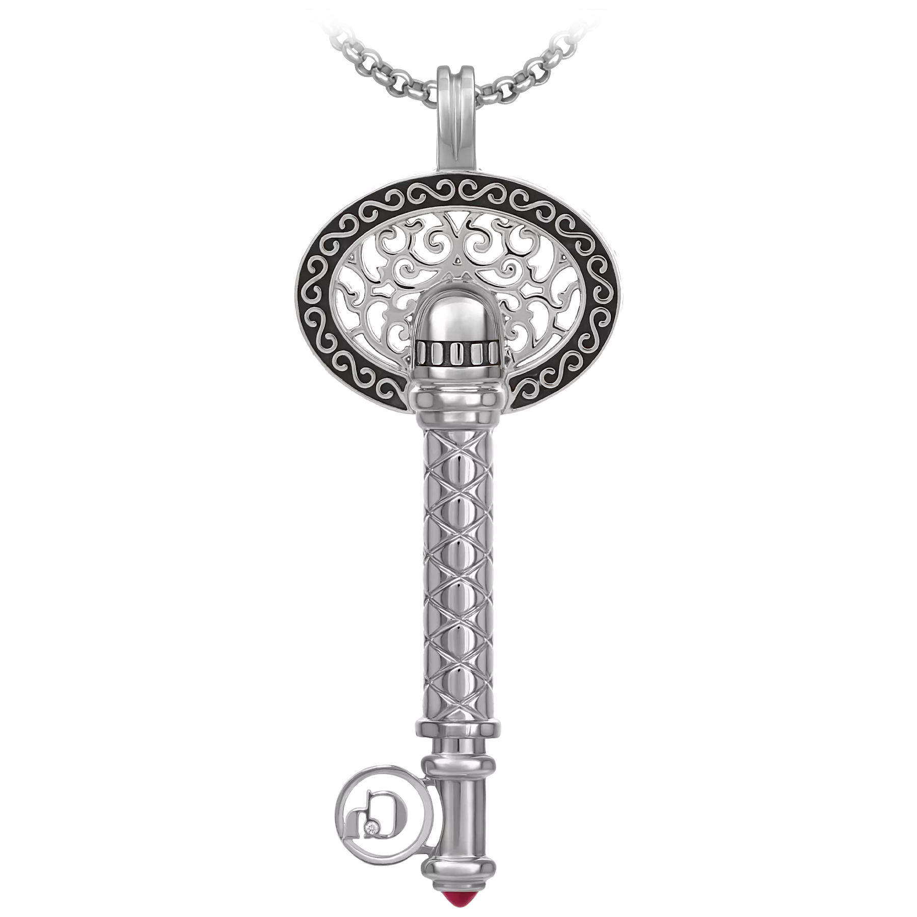 Подвес с рубином и бриллиантами, белое золото