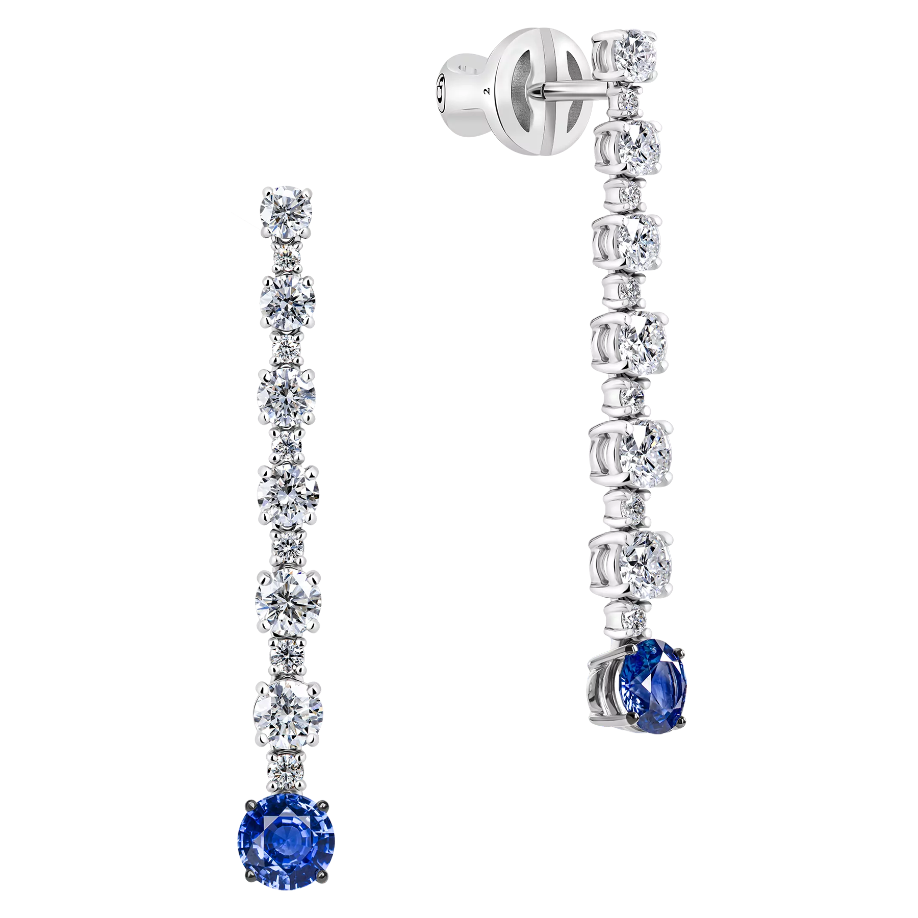 Пусеты с сапфирами и бриллиантами, белое золото