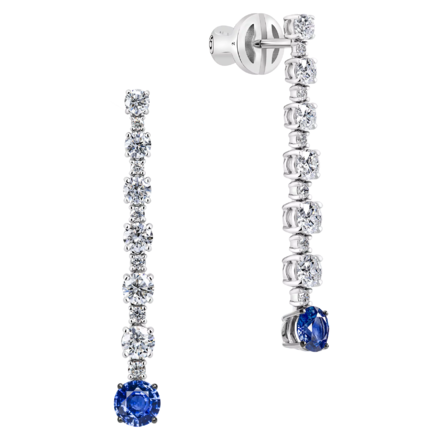 Пусеты с сапфирами и бриллиантами, белое золото 1