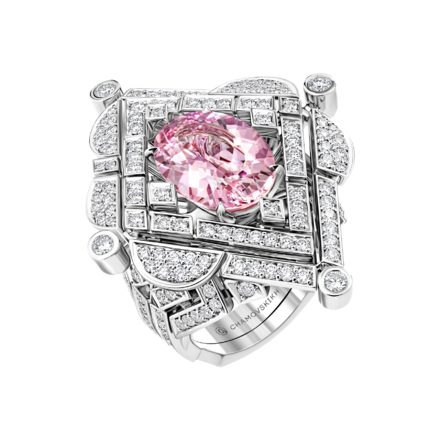 Кольцо с морганитом и бриллиантами, белое золото 1