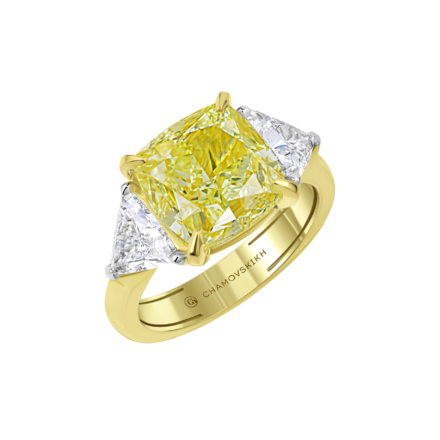 Кольцо с бриллиантами, желтое золото 1