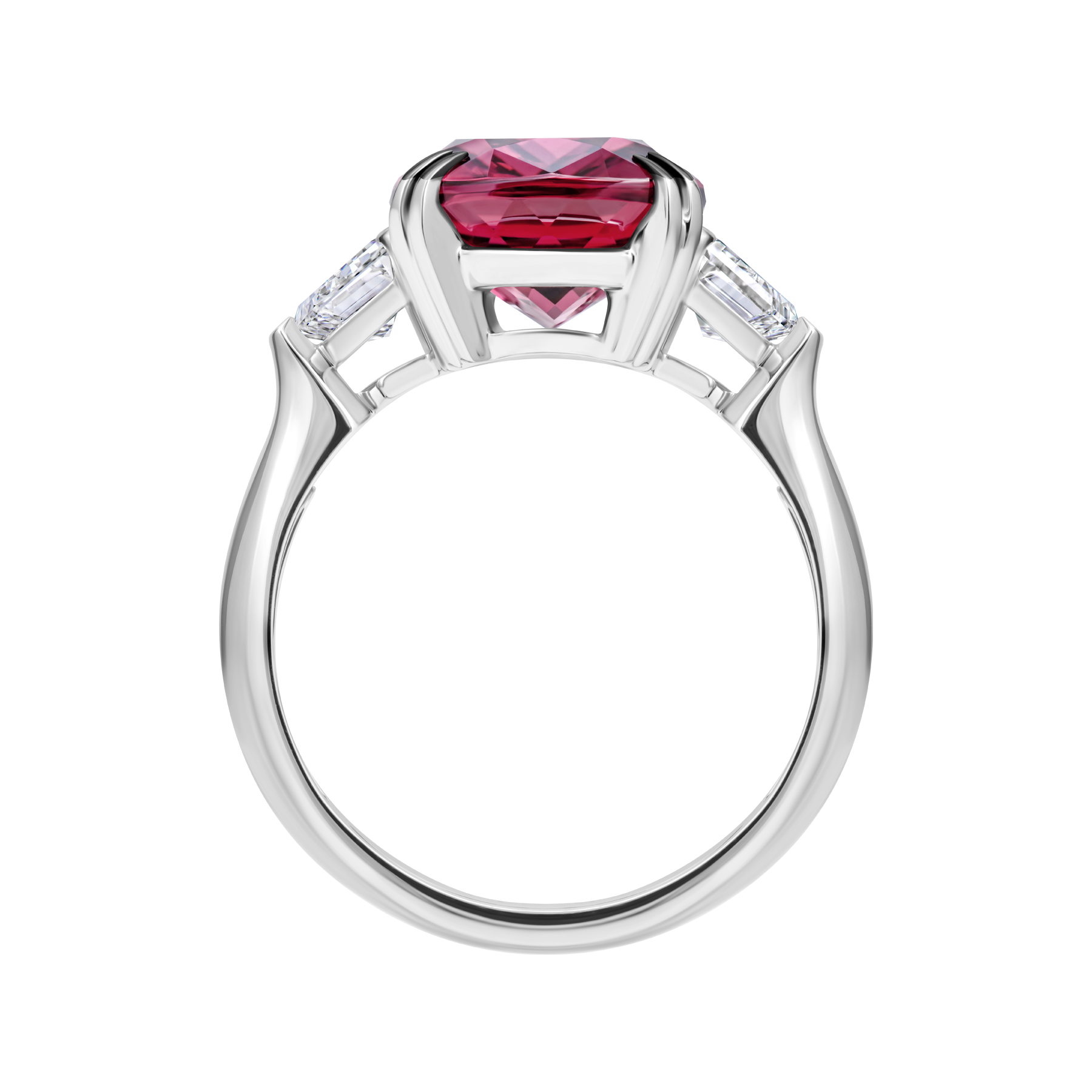 Кольцо со шпинелью и бриллиантами, белое золото