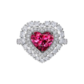 Кольцо с турмалином рубеллитом и бриллинтами, белое золото