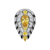 Кольцо с желтыми сапфирами и бриллиантами, белое золото