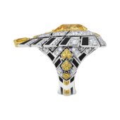 Кольцо с желтыми сапфирами и бриллиантами, белое золото