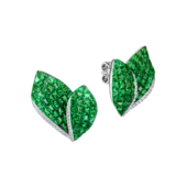 Серьги с тсаворитами и бриллиантами, белое золото