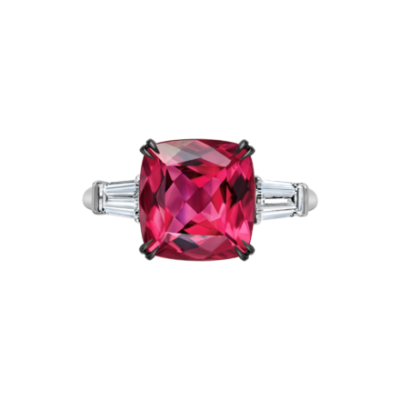 Кольцо с турмалином рубеллитом и бриллиантами, белое золото 2