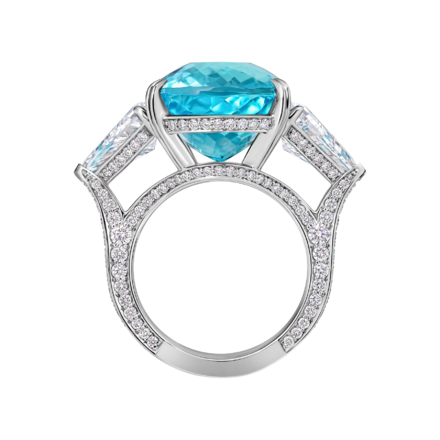 Кольцо с турмалином параиба и бриллиантами, белое золото 3