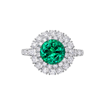 Кольцо с изумрудом и бриллиантами, белое золото 2