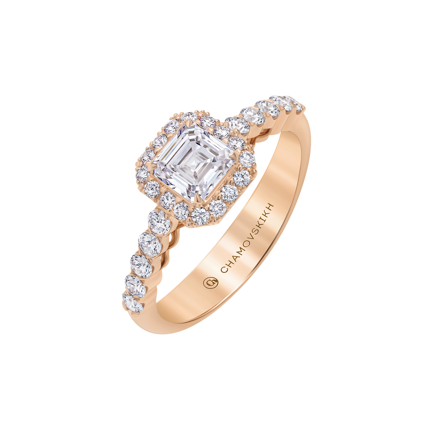 Кольцо с бриллиантами, розовое золото