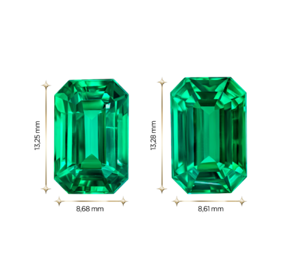 Сет из двух изумрудов ZAMBIA, Октагон, 5,75ct /6,2ct 3