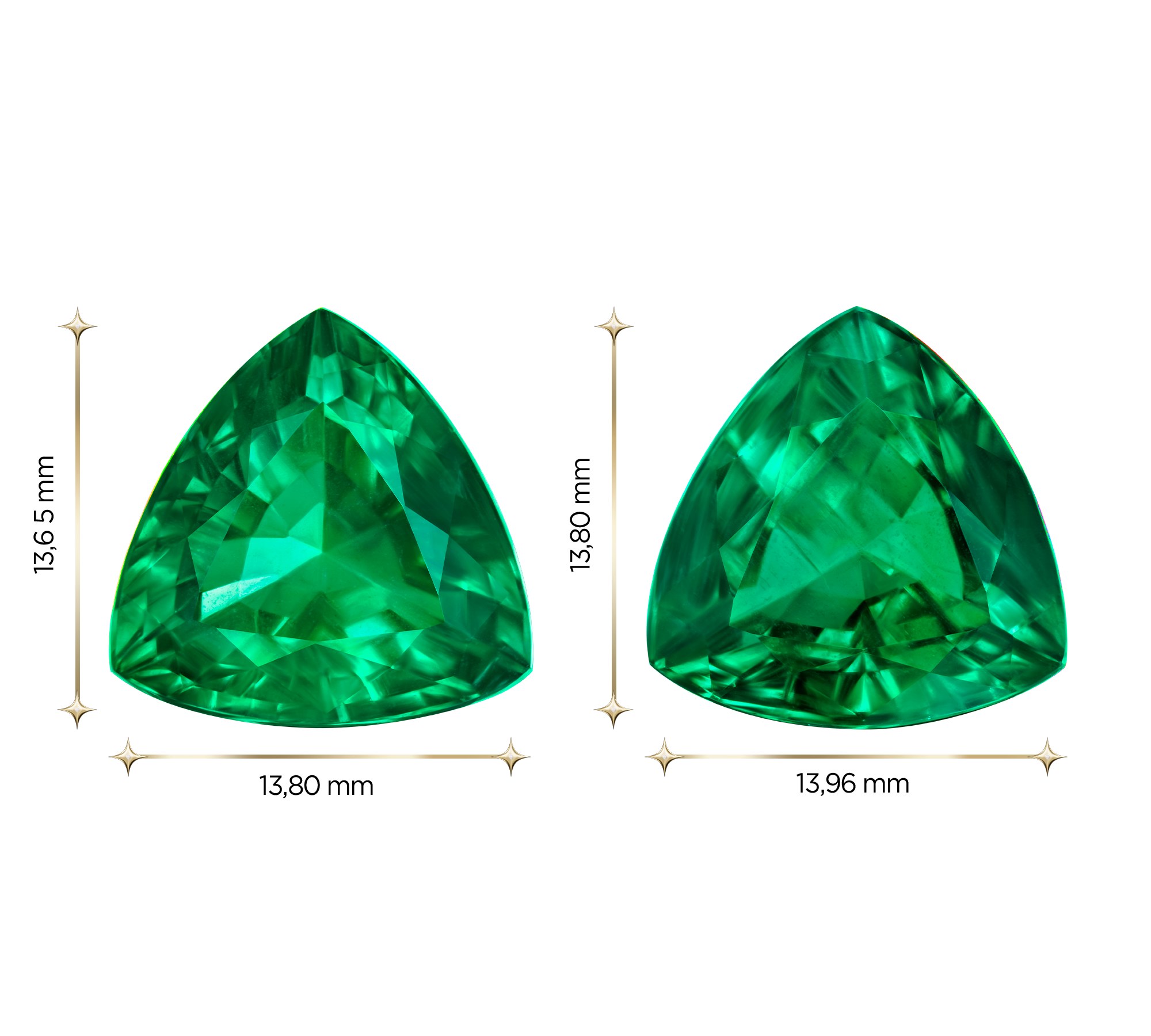 Сет из двух изумрудов ZAMBIA, Триллион, 8,84ct /9,06ct