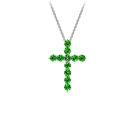 Колье с демантоидами и бриллиантом, белое золото 1