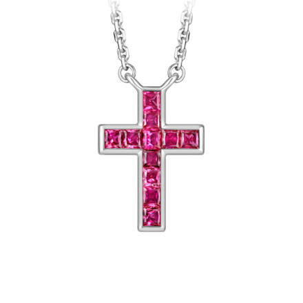 Колье-подвес с рубинами, белое золото 1