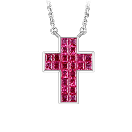 Колье-подвес с рубинами, белое золото 1