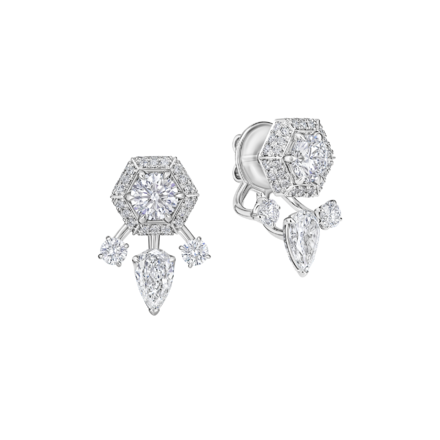 Пусеты - джекеты с бриллиантами, белое золото 1