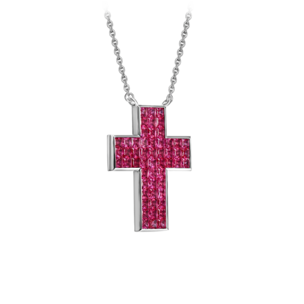 Колье с рубинами, белое золото 2