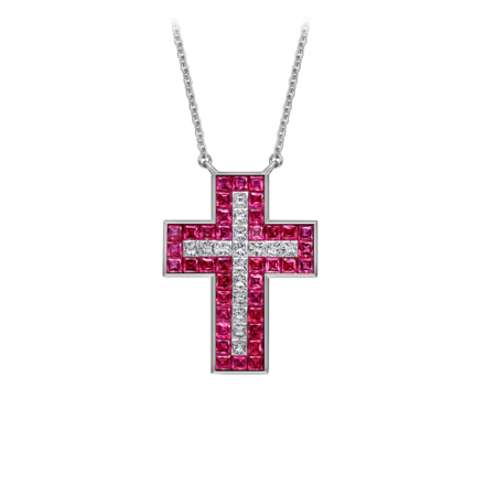 Колье с рубинами и бриллиантами белое золото 1