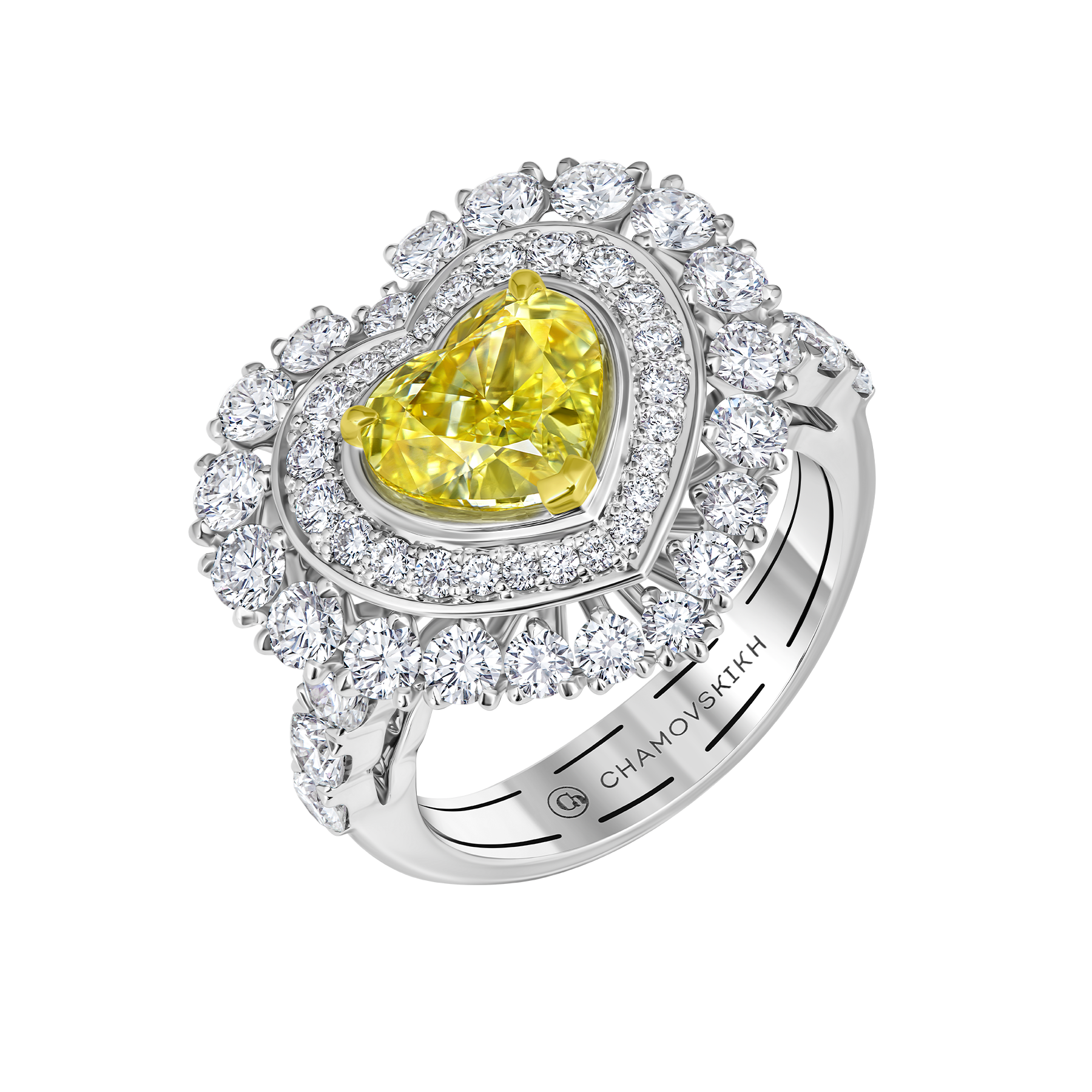 Кольцо с бриллиантами, белое золото